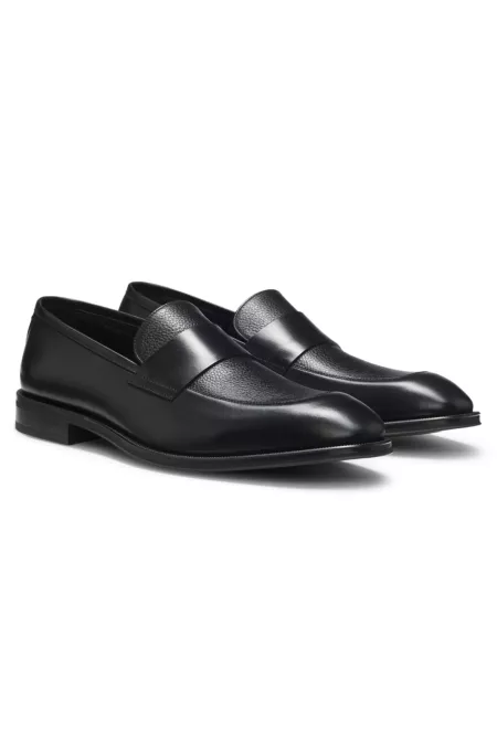 Leather loafers with plain penny trim