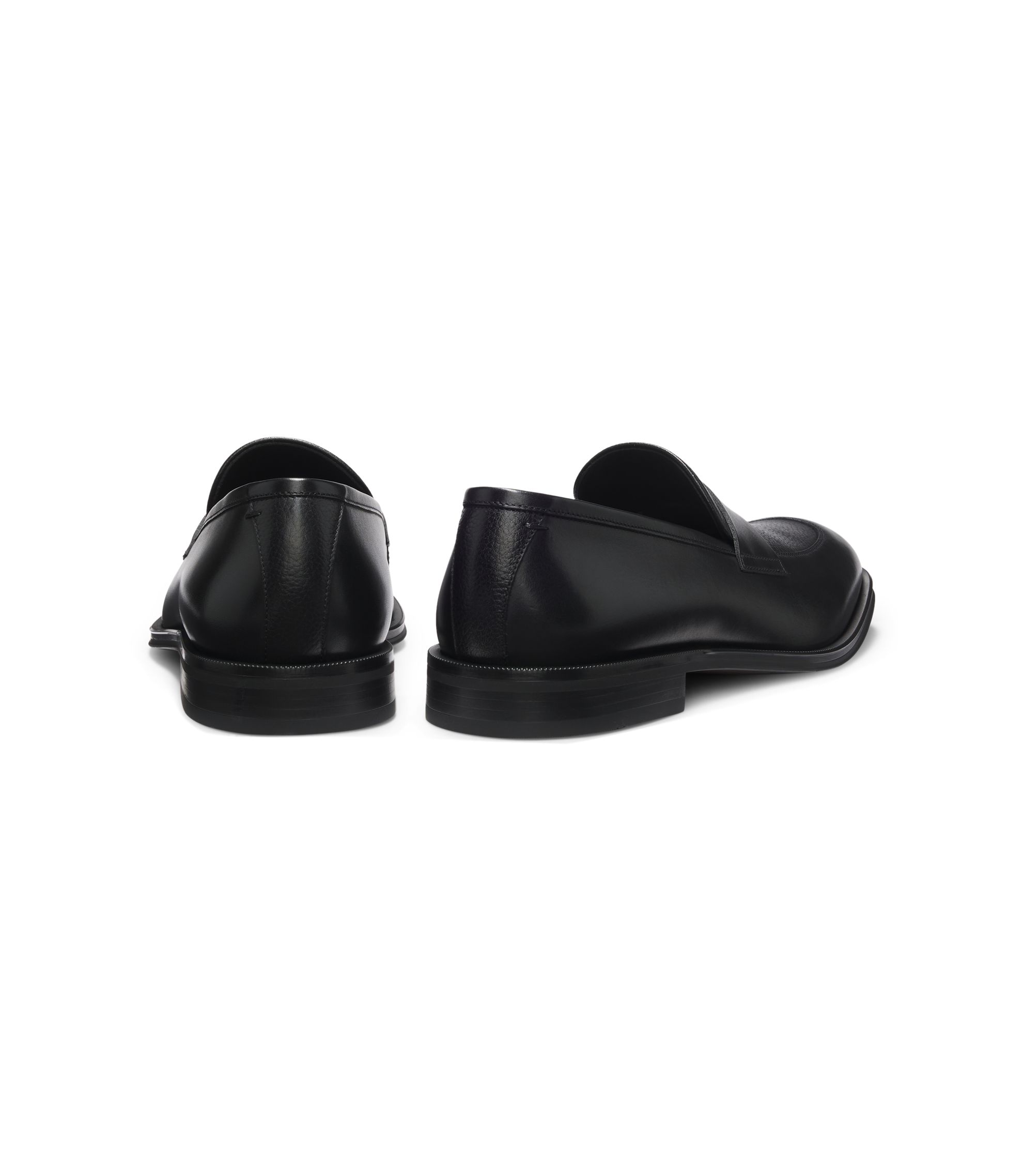 Hugo BOSS Loafers Mens Size 9 (42) Black White Leather Slip On Dress Shoes HUGO - Leather loafers with lug outsole - Black main image 3