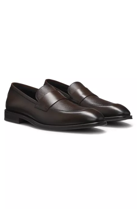 Leather loafers with plain penny trim