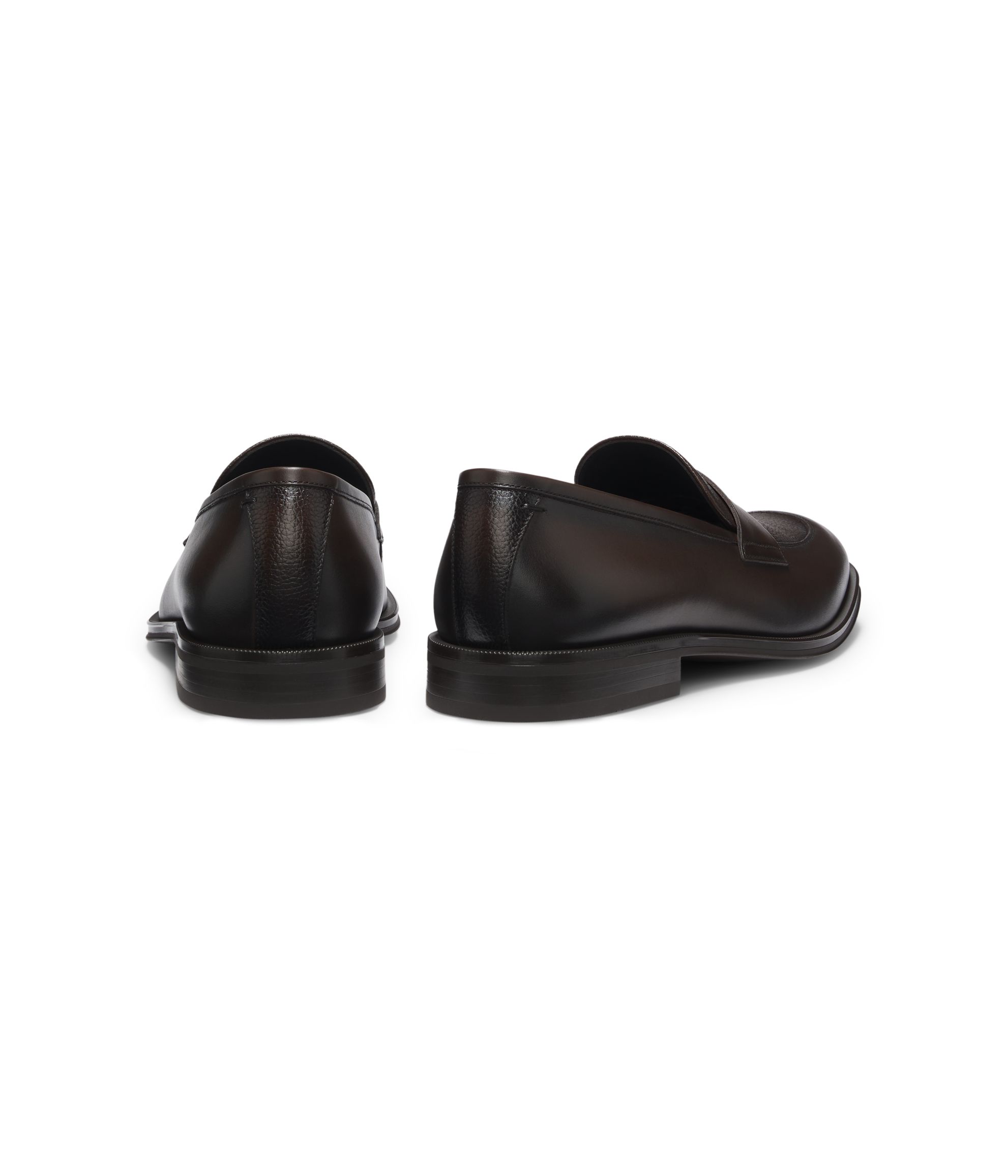 BOSS - Leather loafers with plain penny trim - Dark Brown