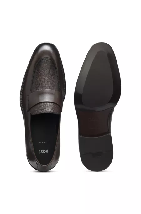 Leather loafers with plain penny trim