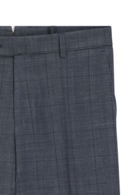 Slim-fit trousers in virgin wool, silk and linen, Grey