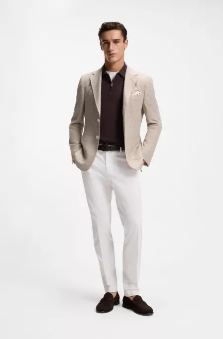 Patterned regular-fit jacket in a linen blend