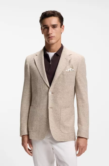 Patterned regular-fit jacket in a linen blend