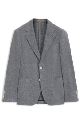 Patterned regular-fit jacket in a linen blend, Grey