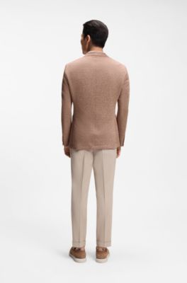 Chaqueta slim fit de lino, Marr&oacute;n