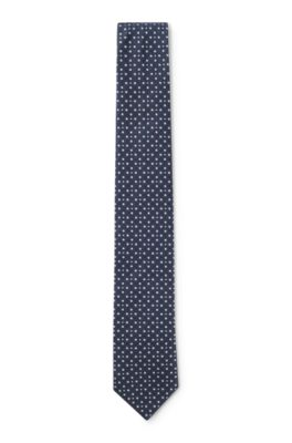 Corbata de seda con estampado tejido en jacquard, Azul oscuro