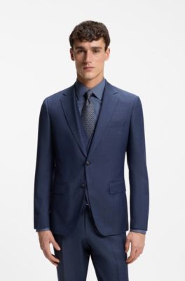 Jacquard-pattern tie in a silk blend, Dark Blue