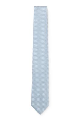 Jacquard-pattern tie in a silk blend, Light Blue