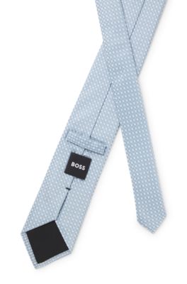 Jacquard-pattern tie in a silk blend, Light Blue