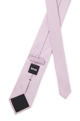 Corbata de seda con estampado tejido en jacquard, Luz p&uacute;rpura
