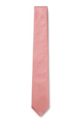 Jacquard-pattern tie in a silk blend, light pink