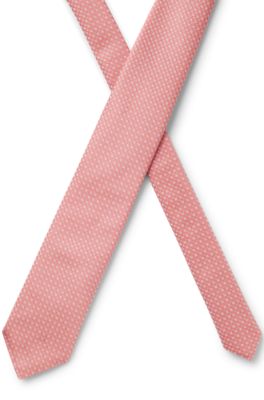 Jacquard-pattern tie in a silk blend, light pink