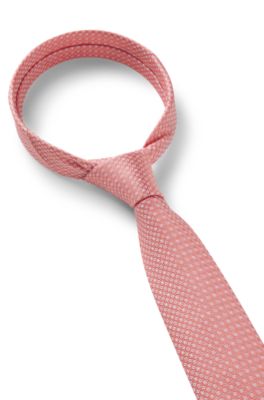 Jacquard-pattern tie in a silk blend, light pink