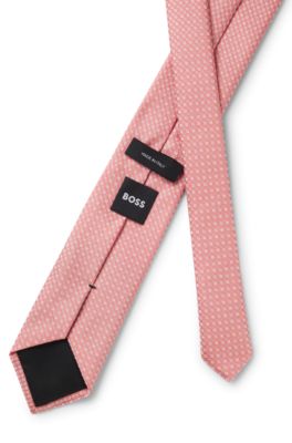 Jacquard-pattern tie in a silk blend, light pink