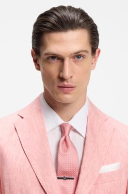 Jacquard-pattern tie in a silk blend, light pink