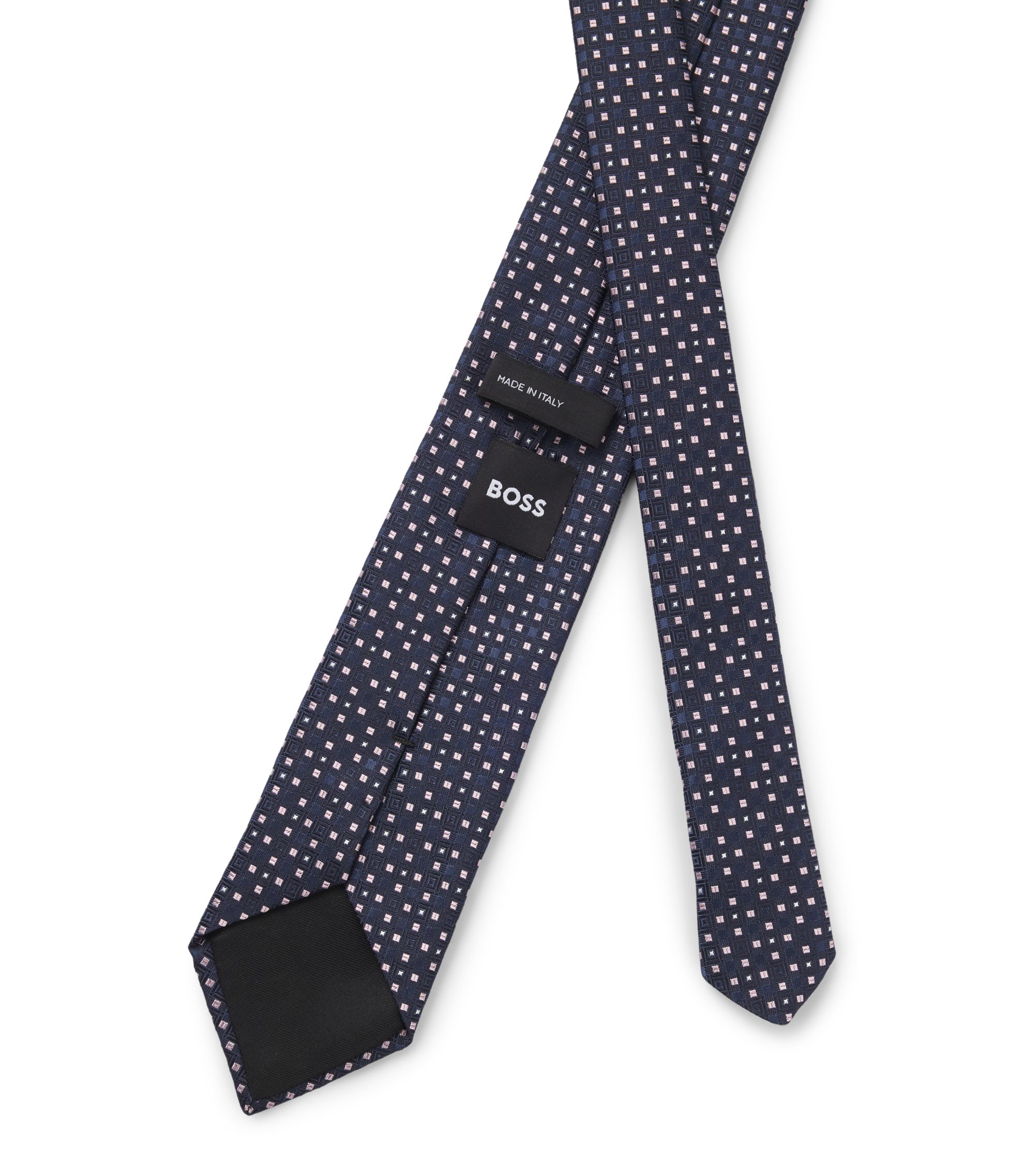 BOSS - Jacquard-pattern tie in a silk blend - light pink