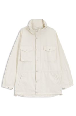 BOSS BY BECKHAM parka jacket in cotton, White
