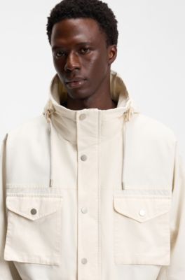 BOSS BY BECKHAM parka jacket in cotton, White
