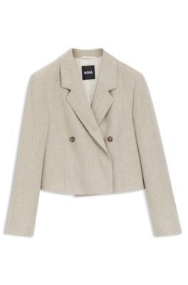 Oversize-fit blazer in a herringbone-patterned linen blend, Patterned