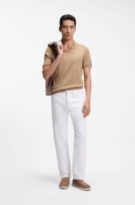 White jeans in slub denim, White