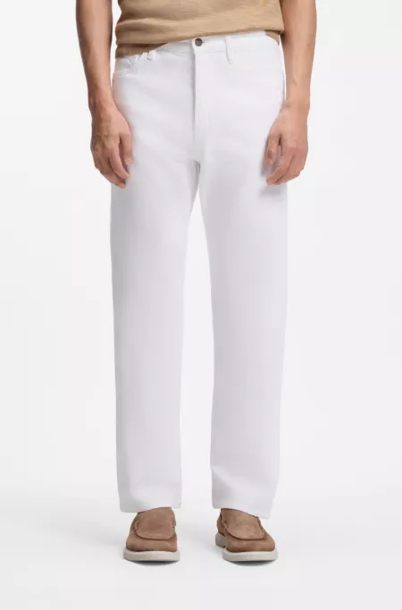 White jeans in slub denim
