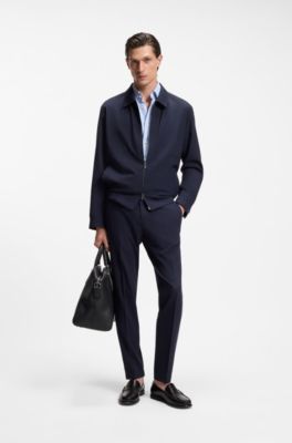 Checked slim-fit shirt in performance-stretch fabric, Light Blue