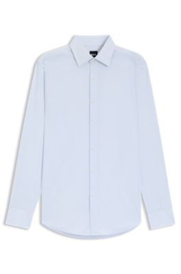 Striped slim-fit shirt in performance-stretch fabric, Light Blue
