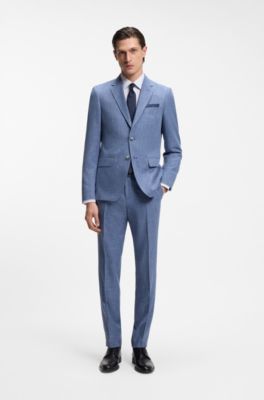 Striped slim-fit shirt in performance-stretch fabric, Light Blue