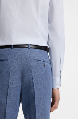 Chemise Slim en tissu stretch performant &agrave; rayures, bleu clair