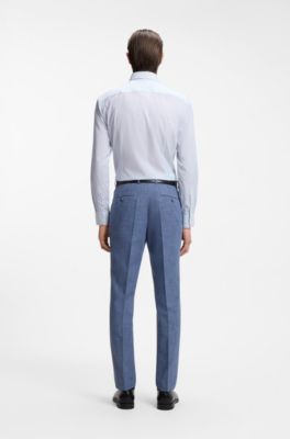 Chemise Slim en tissu stretch performant &agrave; rayures, bleu clair