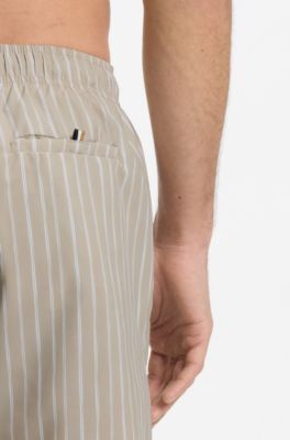 Printed swim shorts in quick-dry fabric, Light Beige