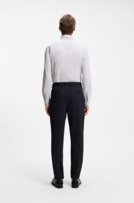 Printed slim-fit shirt in performance-stretch jersey, Light Beige