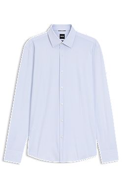 Printed slim-fit shirt in performance-stretch jersey