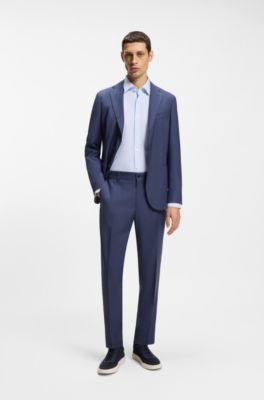 Chemise Slim en jersey stretch imprim&eacute; performant, bleu clair