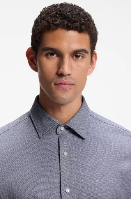 Patterned regular-fit shirt in cotton jersey