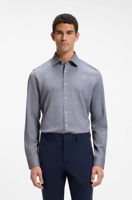 Patterned regular-fit shirt in cotton jersey