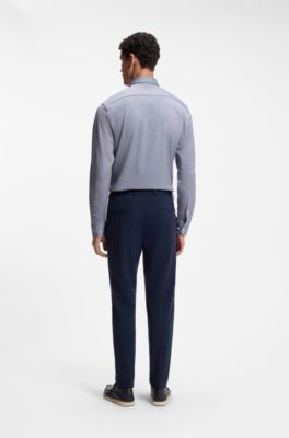 Patterned regular-fit shirt in cotton jersey, Dark Blue