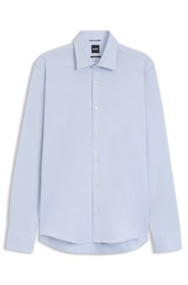 Patterned regular-fit shirt in cotton jersey, Light Blue
