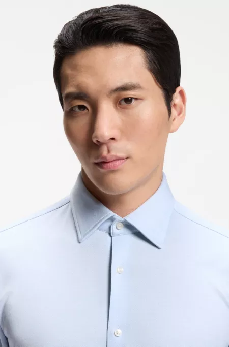 Patterned regular-fit shirt in cotton jersey