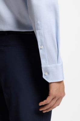 Patterned regular-fit shirt in cotton jersey, Light Blue