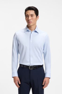 Patterned regular-fit shirt in cotton jersey, Light Blue