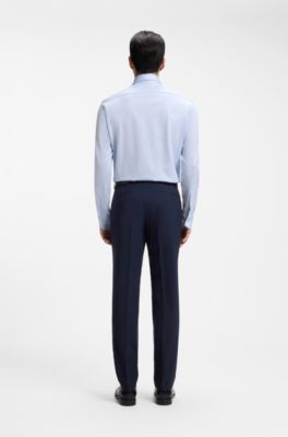 Patterned regular-fit shirt in cotton jersey, Light Blue