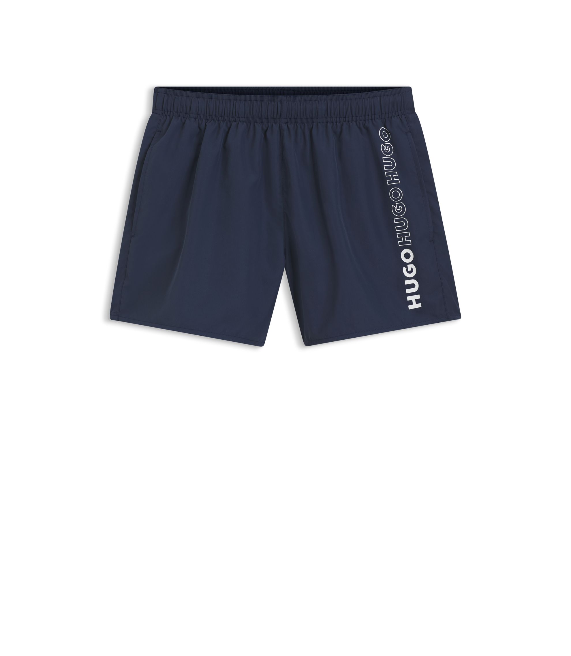 HUGO - Swim shorts with repeated logos - Dark Blue