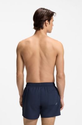 HUGO - Swim shorts with repeated logos - Dark Blue