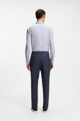 Slim-fit shirt in Italian performance-stretch jersey, Dark Blue