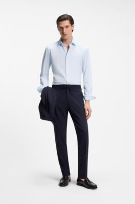 Slim-fit shirt in Italian performance-stretch jersey, Light Blue