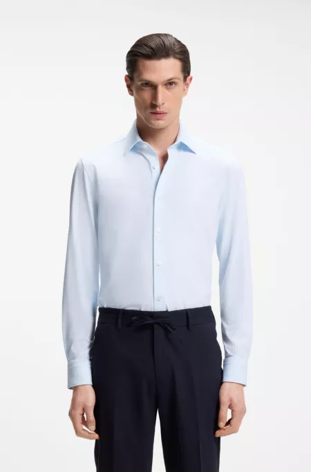 Slim-fit shirt in Italian performance-stretch jersey