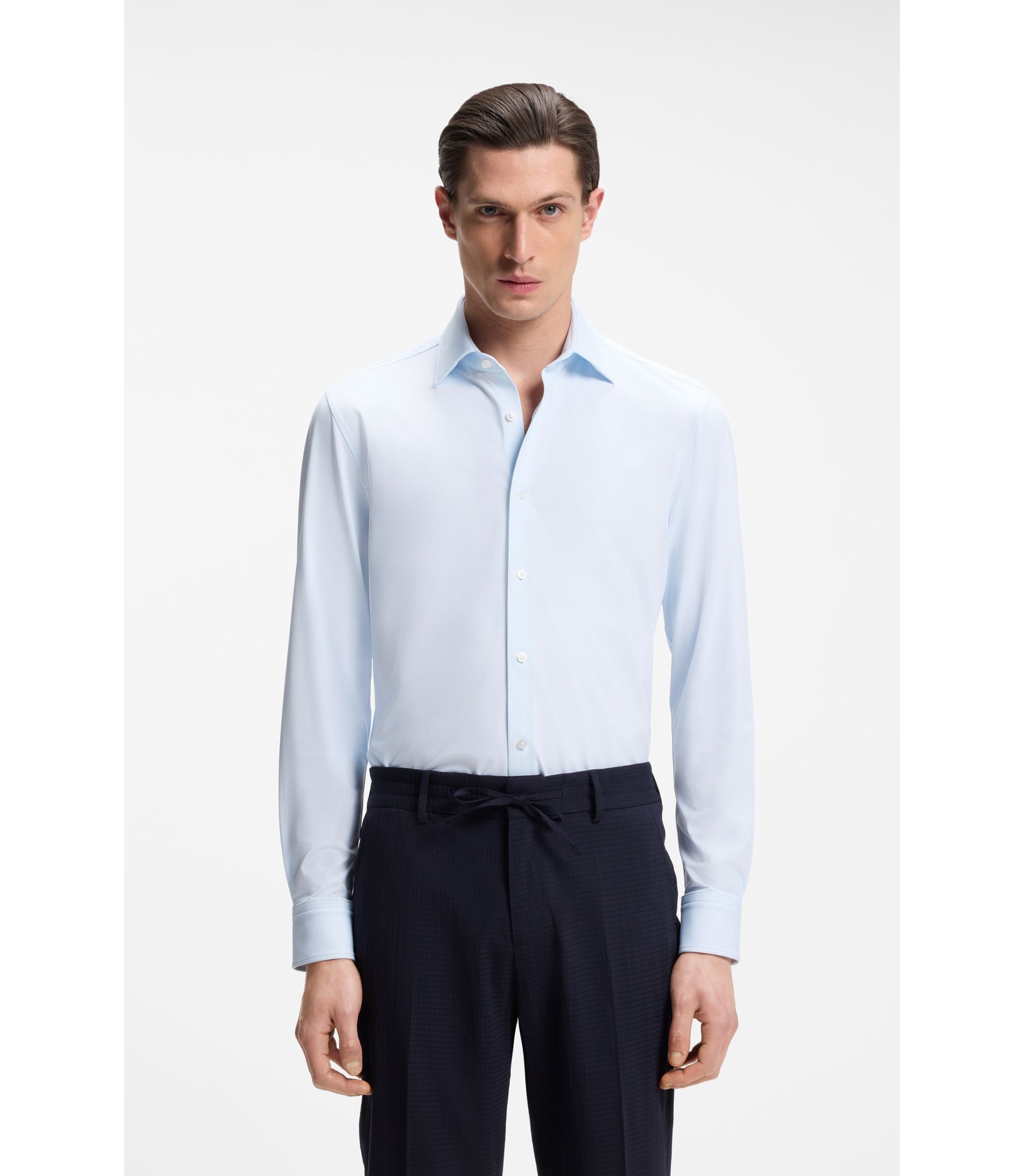 BOSS - Slim-fit shirt in Italian performance-stretch jersey