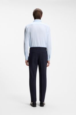 Camisa slim fit en punto el&aacute;stico t&eacute;cnico italiano, Celeste